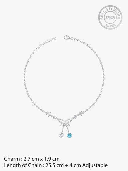 Silver Be A Butterfly Anklet