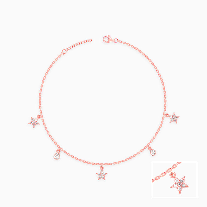 Rose Gold Starry Charm Anklet - view 3