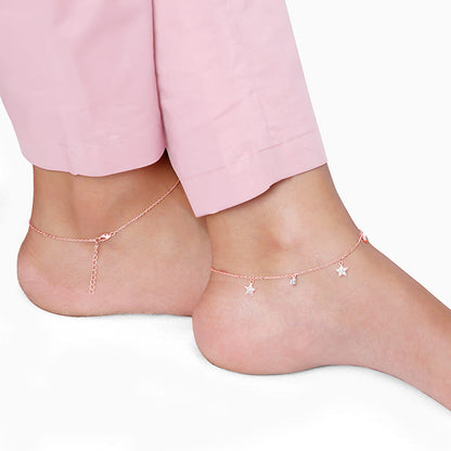 Rose Gold Starry Charm Anklet