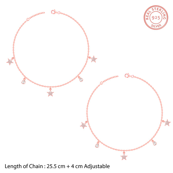 Rose Gold Starry Charm Anklet - view 4