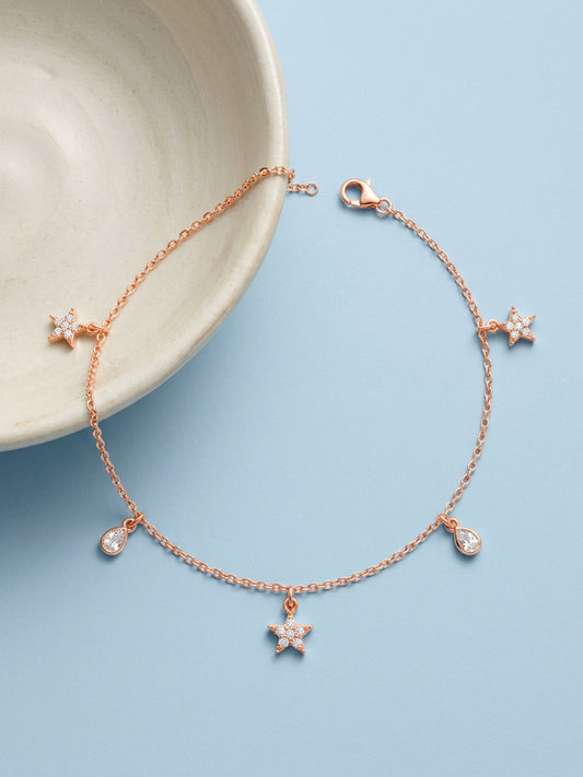 Rose Gold Starry Charm Anklet