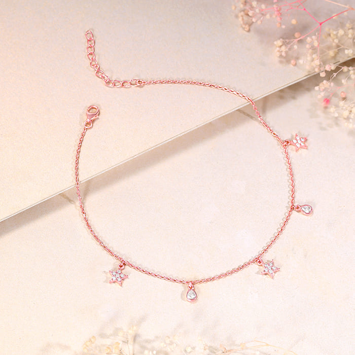 Rose Gold Starry Charm Anklet - view 2