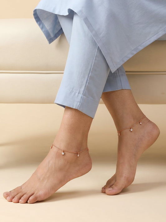 Rose Gold Starry Charm Anklet