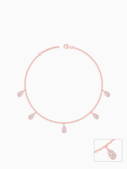 Rose Gold Peardrop Charm Anklet
