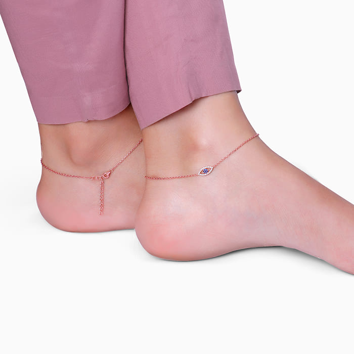 Rose Gold The Evil Eye Anklet - Image 1