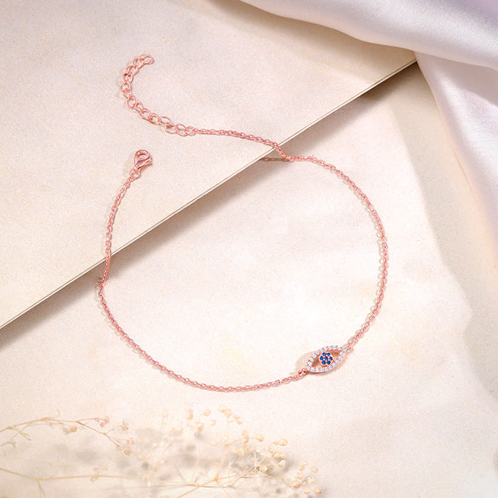 Rose Gold The Evil Eye Anklet - view 2