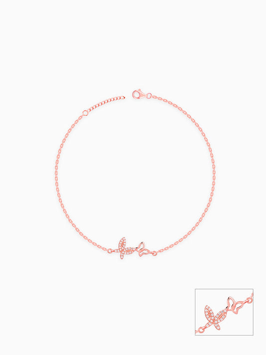 Rose Gold Butterfly Duo Anklet