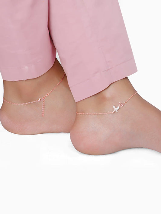 Rose Gold Butterfly Duo Anklet