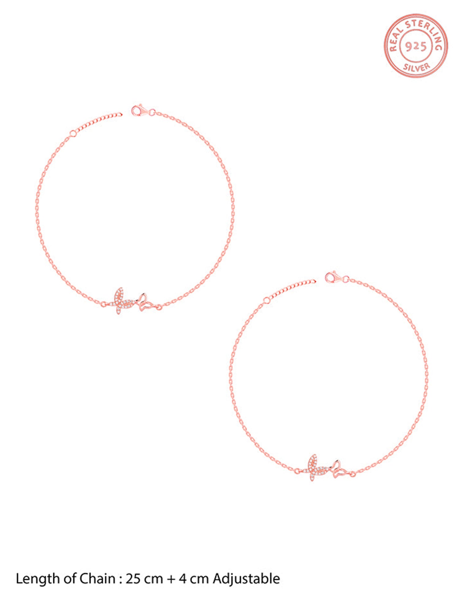 Rose Gold Butterfly Duo Anklet