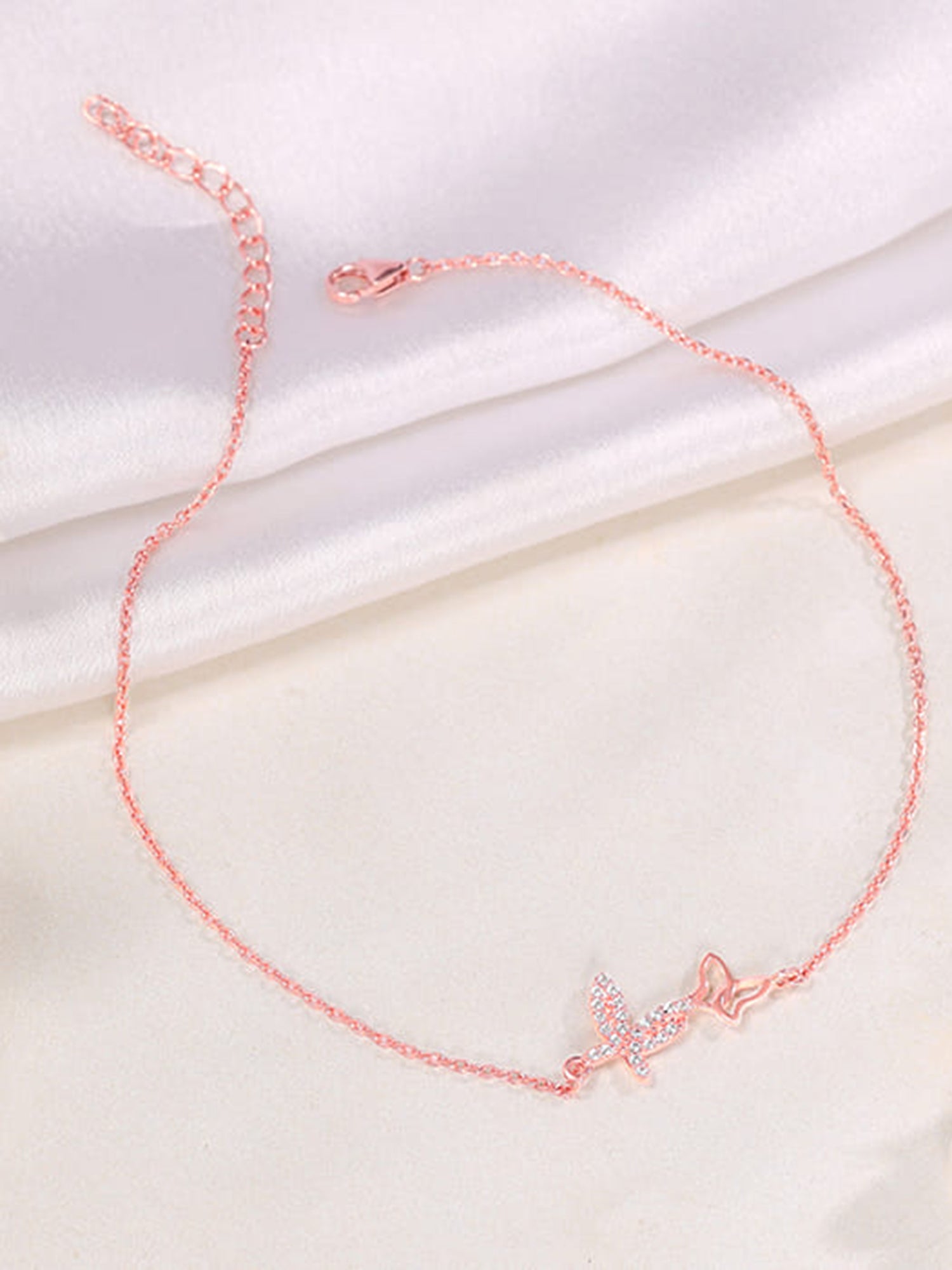 Rose Gold Butterfly Duo Anklet