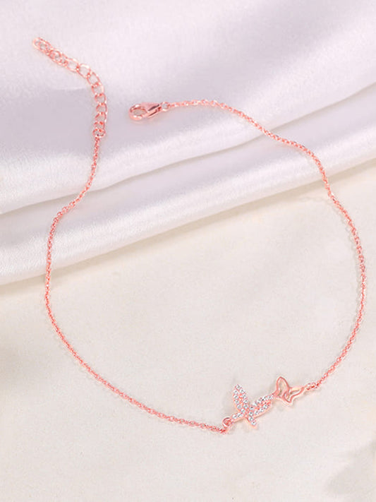 Rose Gold Butterfly Duo Anklet