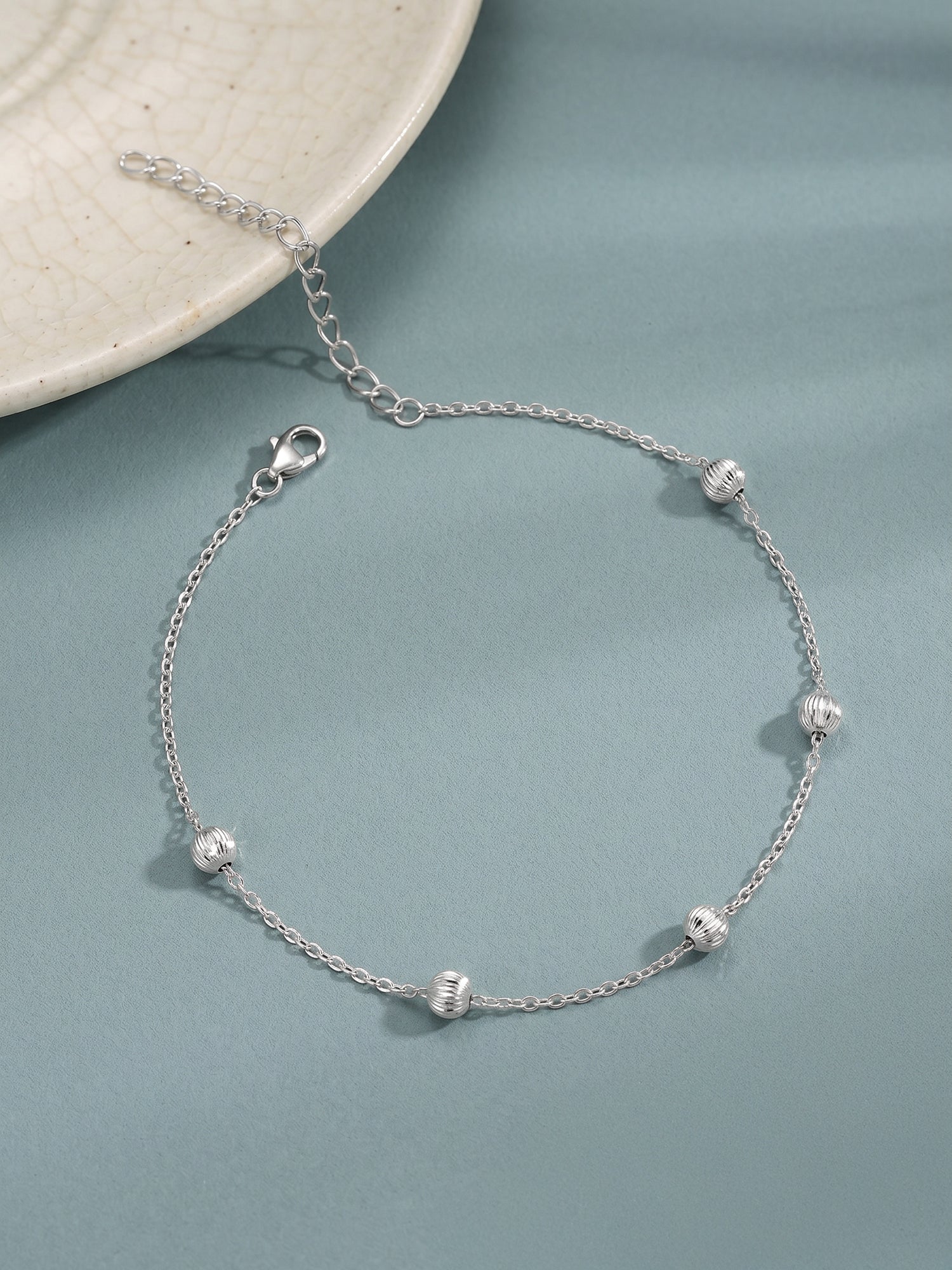 Silver Bohemian Beaded Anklet