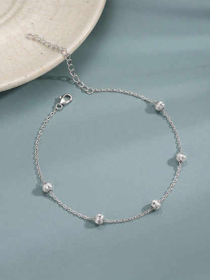 Silver Bohemian Beaded Anklet