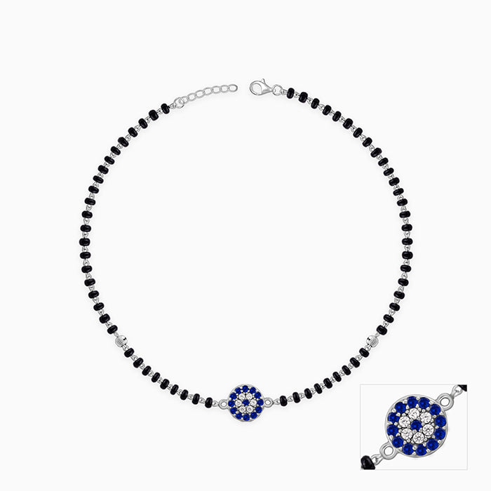 Silver Sparkling Evil Eye Anklet - view 3