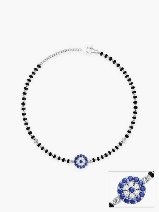 Silver Sparkling Evil Eye Anklet