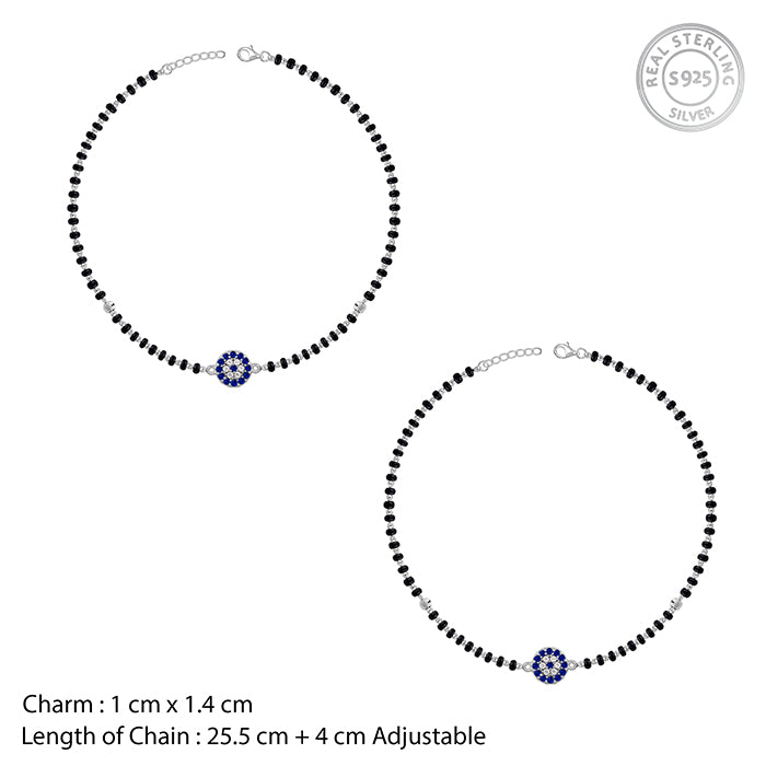 Silver Sparkling Evil Eye Anklet - view 4