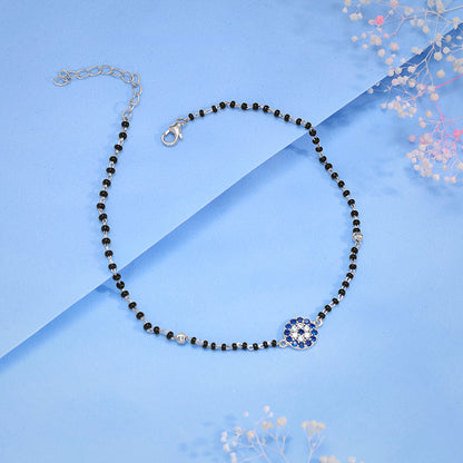 Silver Sparkling Evil Eye Anklet