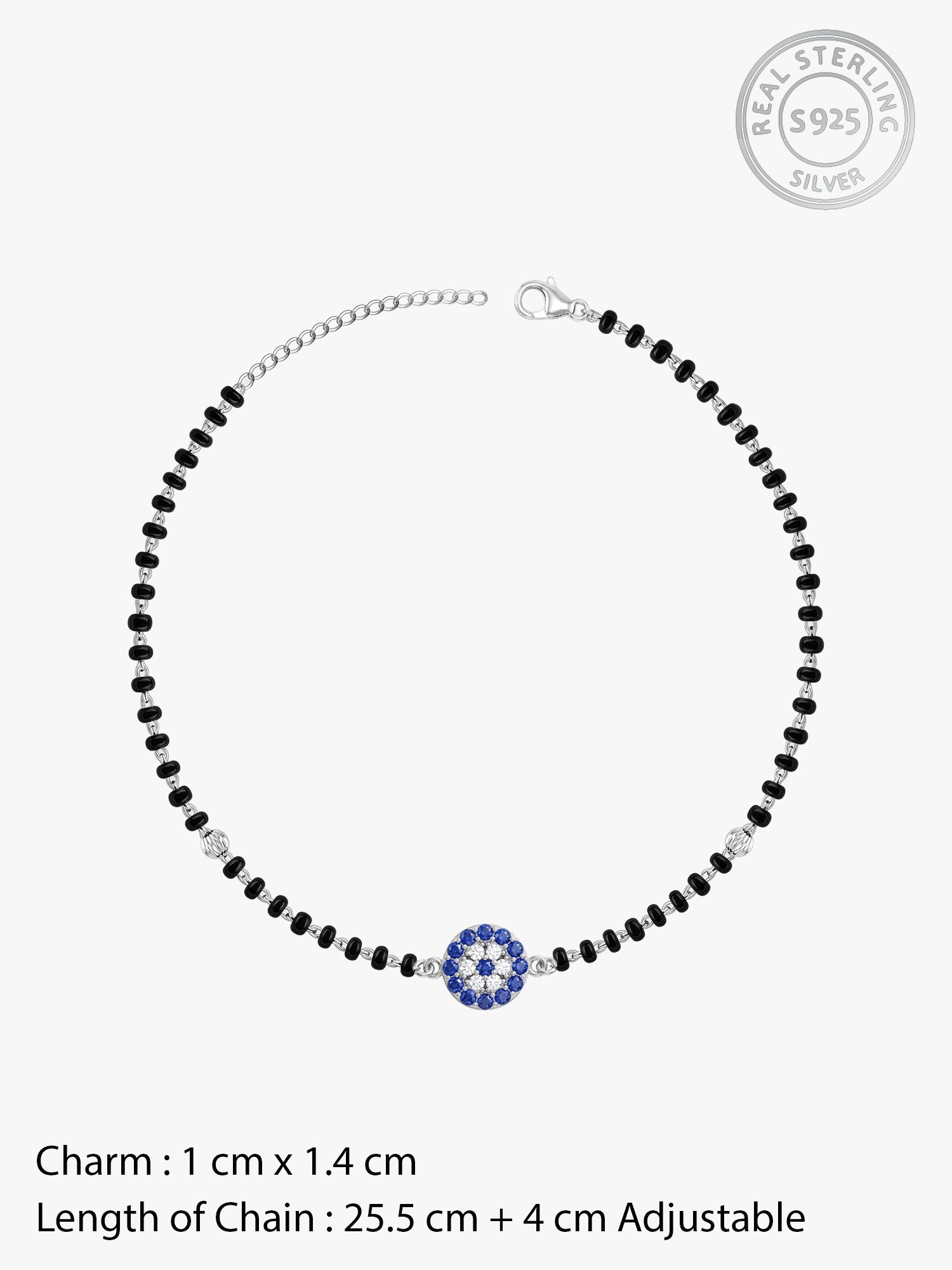 Silver Sparkling Evil Eye Anklet