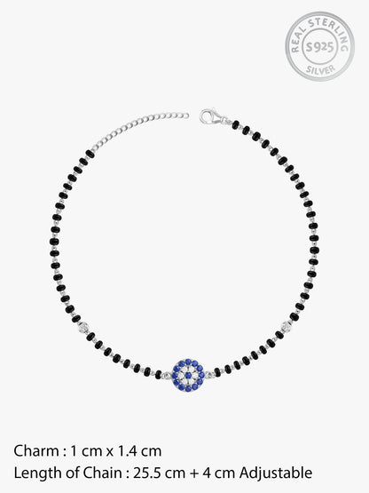Silver Sparkling Evil Eye Anklet