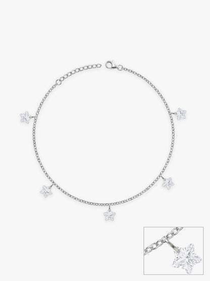 Silver Star Charmed Anklet