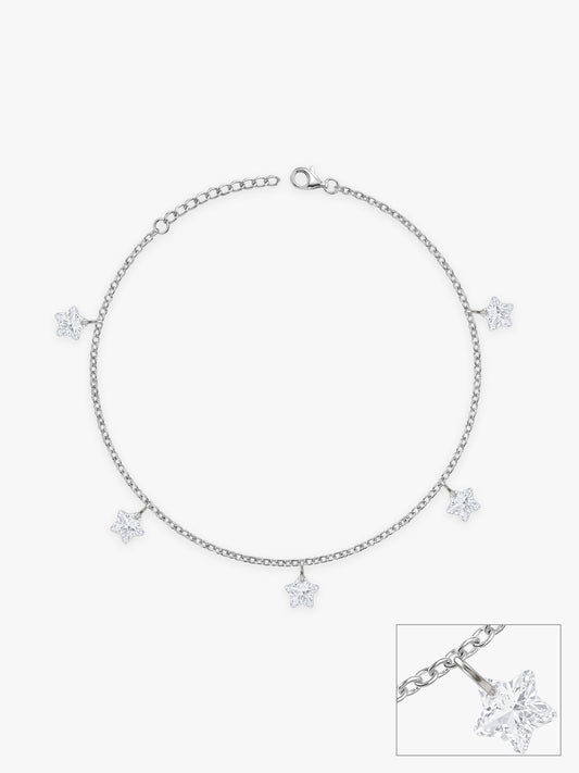 Silver Star Charmed Anklet