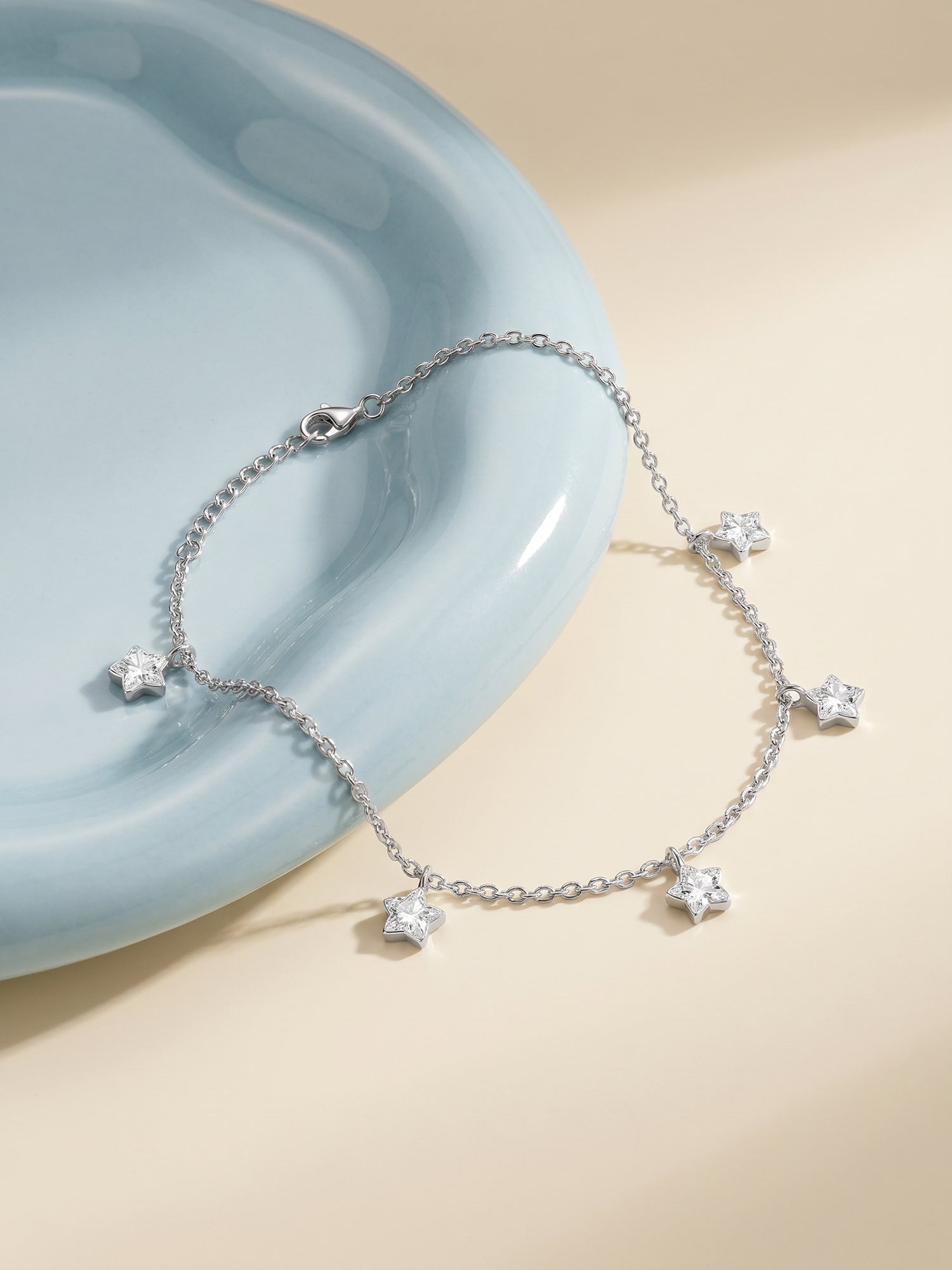 Silver Star Charmed Anklet