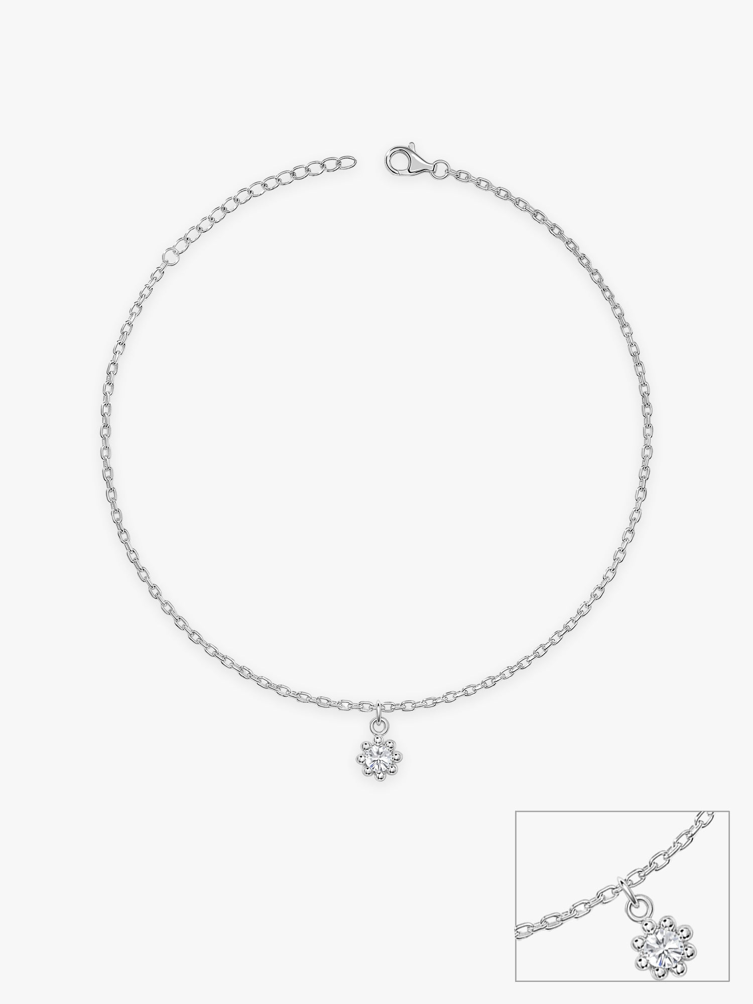 Silver Glow Linked Chain Anklet