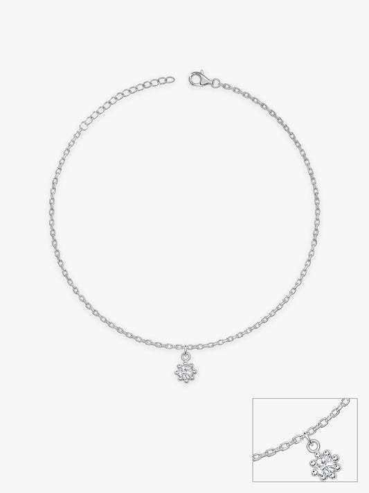 Silver Glow Linked Chain Anklet