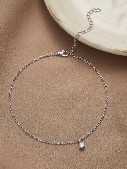 Silver Glow Linked Chain Anklet