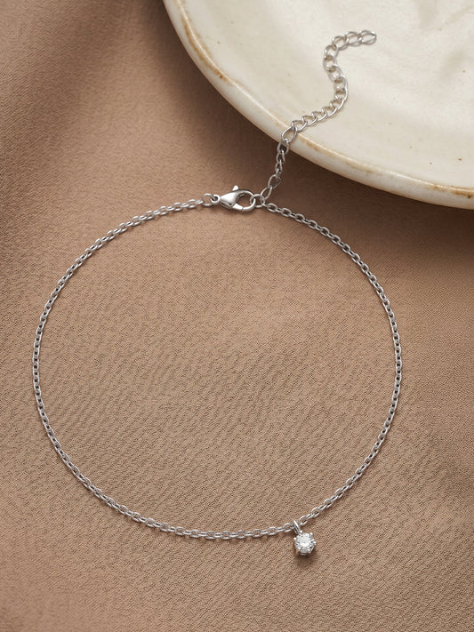 Silver Glow Linked Chain Anklet