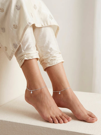 Silver Glow Linked Chain Anklet