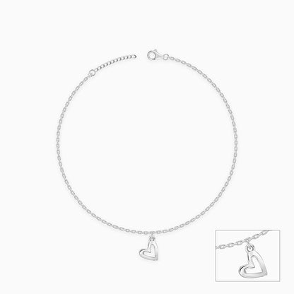 Silver Happy Heart Anklet