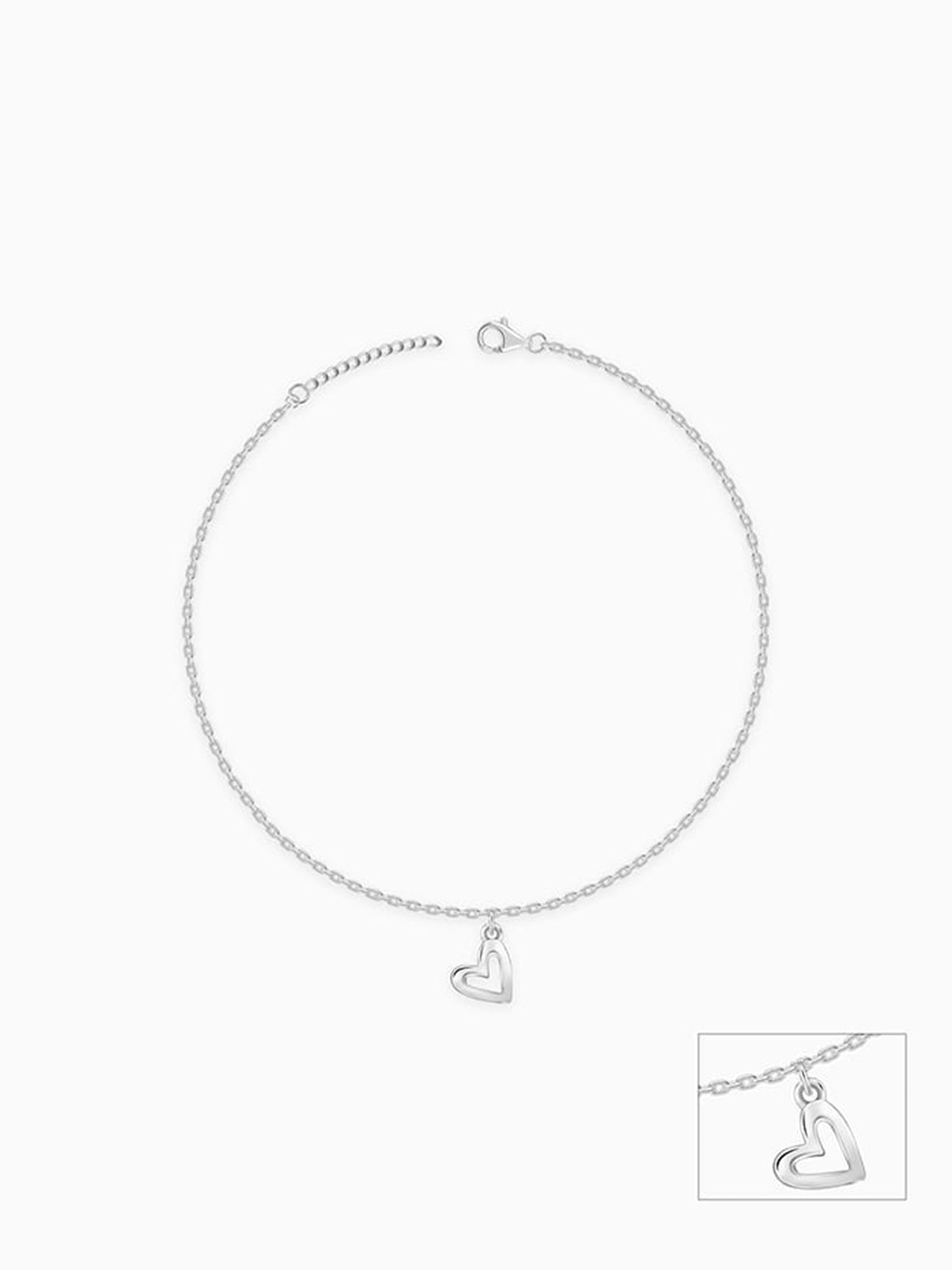 Silver Happy Heart Anklet