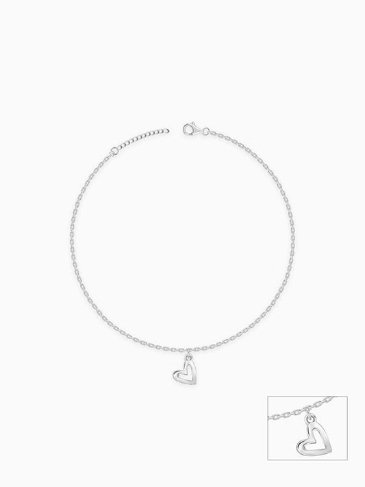 Silver Happy Heart Anklet
