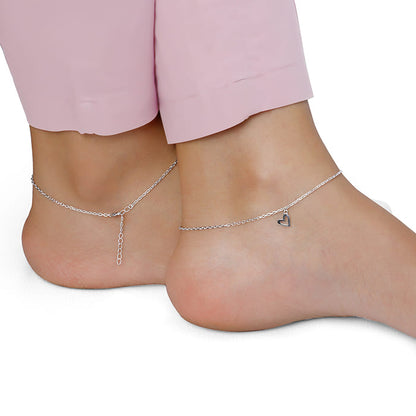 Silver Happy Heart Anklet