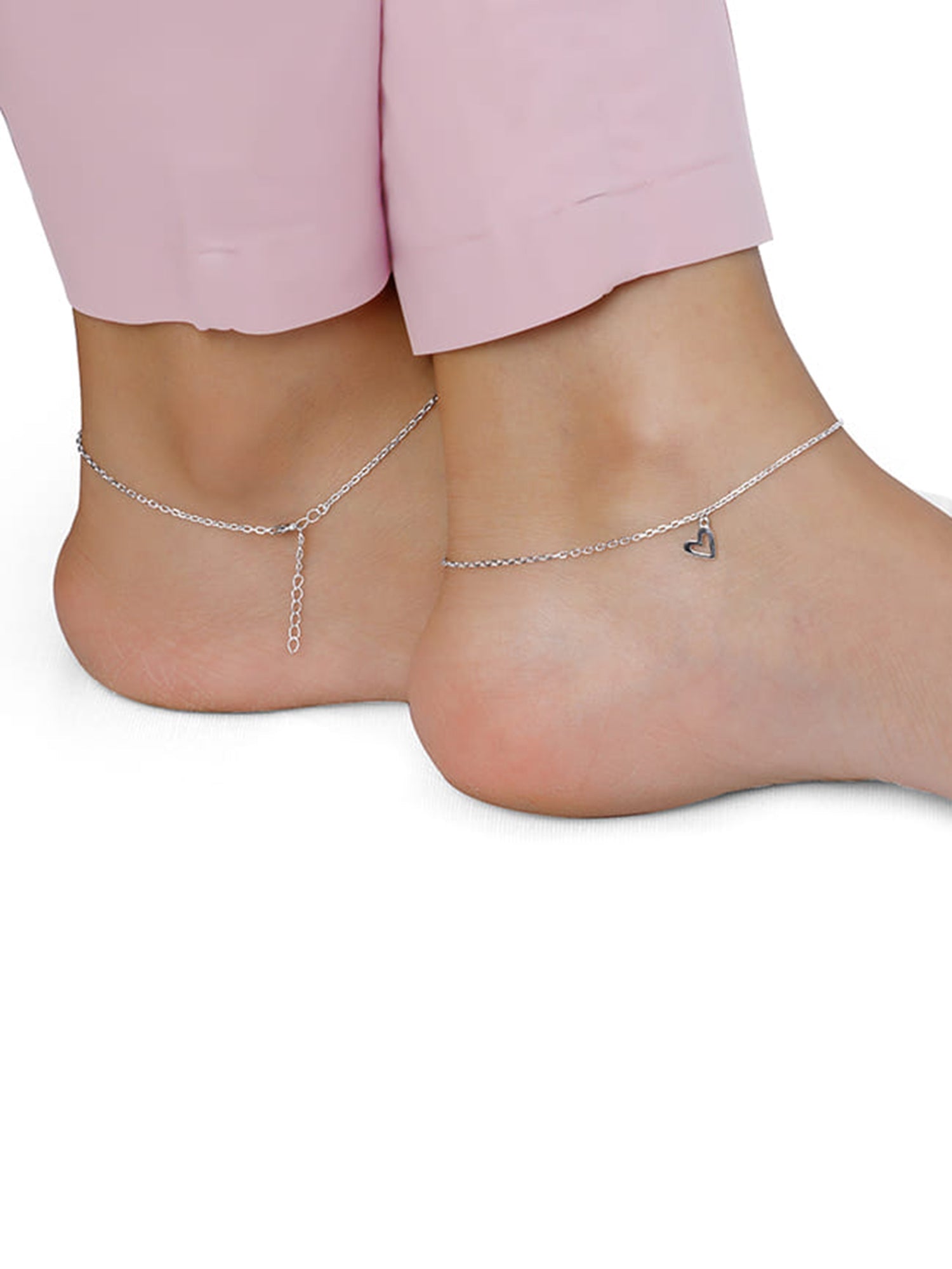 Silver Happy Heart Anklet