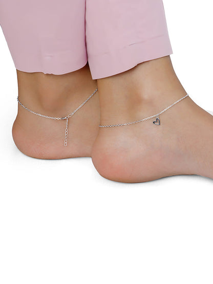 Silver Happy Heart Anklet