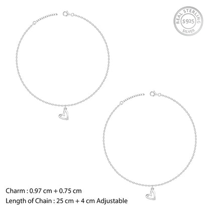 Silver Happy Heart Anklet