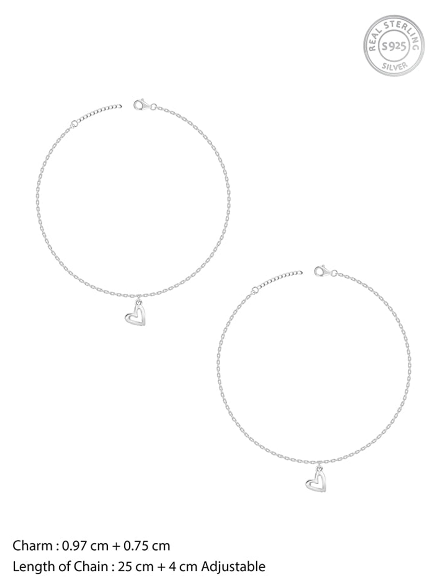 Silver Happy Heart Anklet