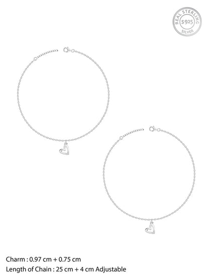 Silver Happy Heart Anklet