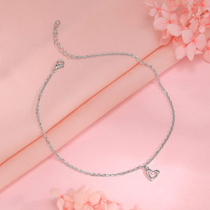 Silver Happy Heart Anklet