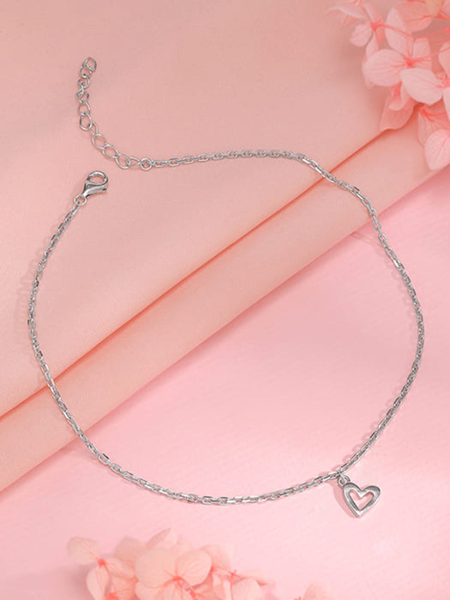 Silver Happy Heart Anklet