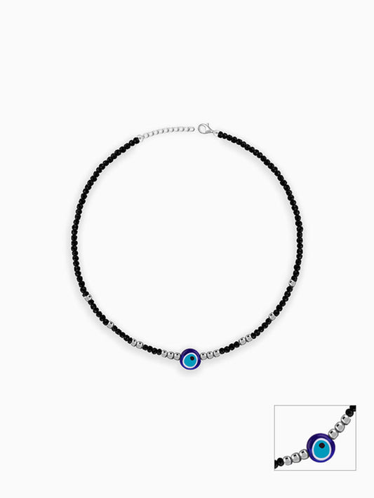 Silver Precious Evil Eye Anklet
