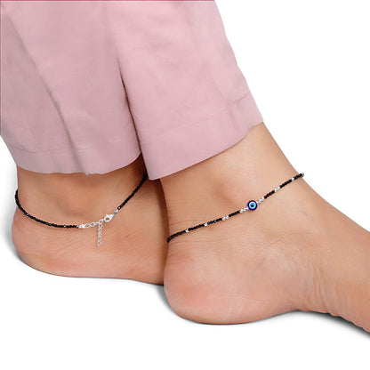 Silver Precious Evil Eye Anklet