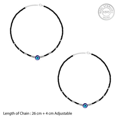 Silver Precious Evil Eye Anklet