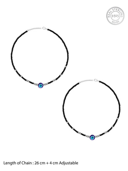 Silver Precious Evil Eye Anklet
