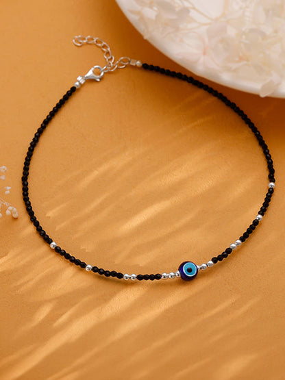 Silver Precious Evil Eye Anklet