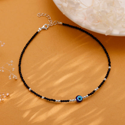 Silver Precious Evil Eye Anklet