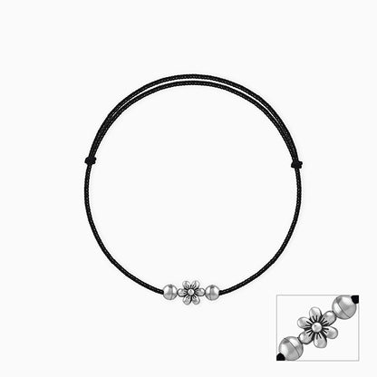Oxidised Silver Floral Anklet