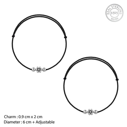 Oxidised Silver Floral Anklet